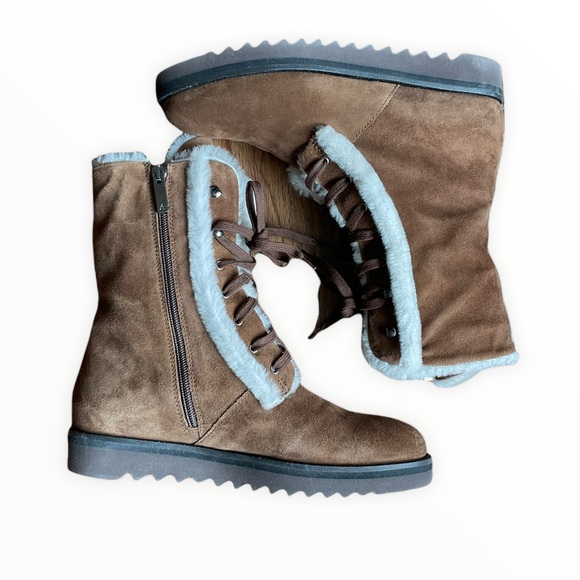 🆕 Aquatalia Suede/Shearling Boot With Side Zip - Picture 1 of 14